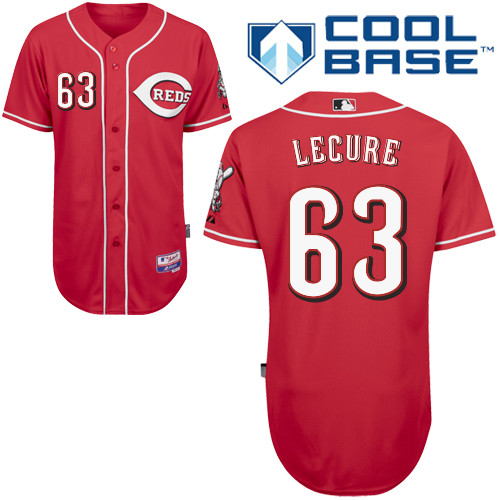Sam LeCure #63 MLB Jersey-Cincinnati Reds Men's Authentic Alternate Red Cool Base Baseball Jersey